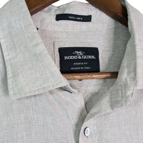 Rodd & Gunn 100% Linen Button Front Shirt Mens 2XL Heather Cream Beige Long Slee - Picture 4 of 8